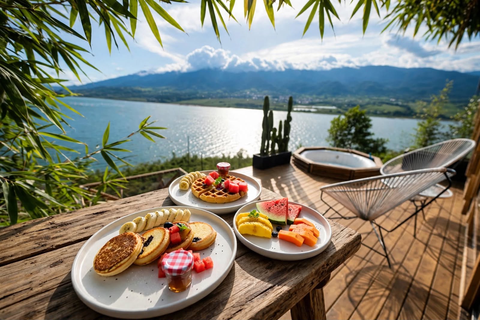 Desayuno de waffle de Calima Glamping